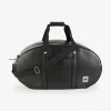 Sac de voyage ovale noir en cuir