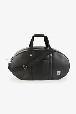 Sac de voyage ovale noir en cuir
