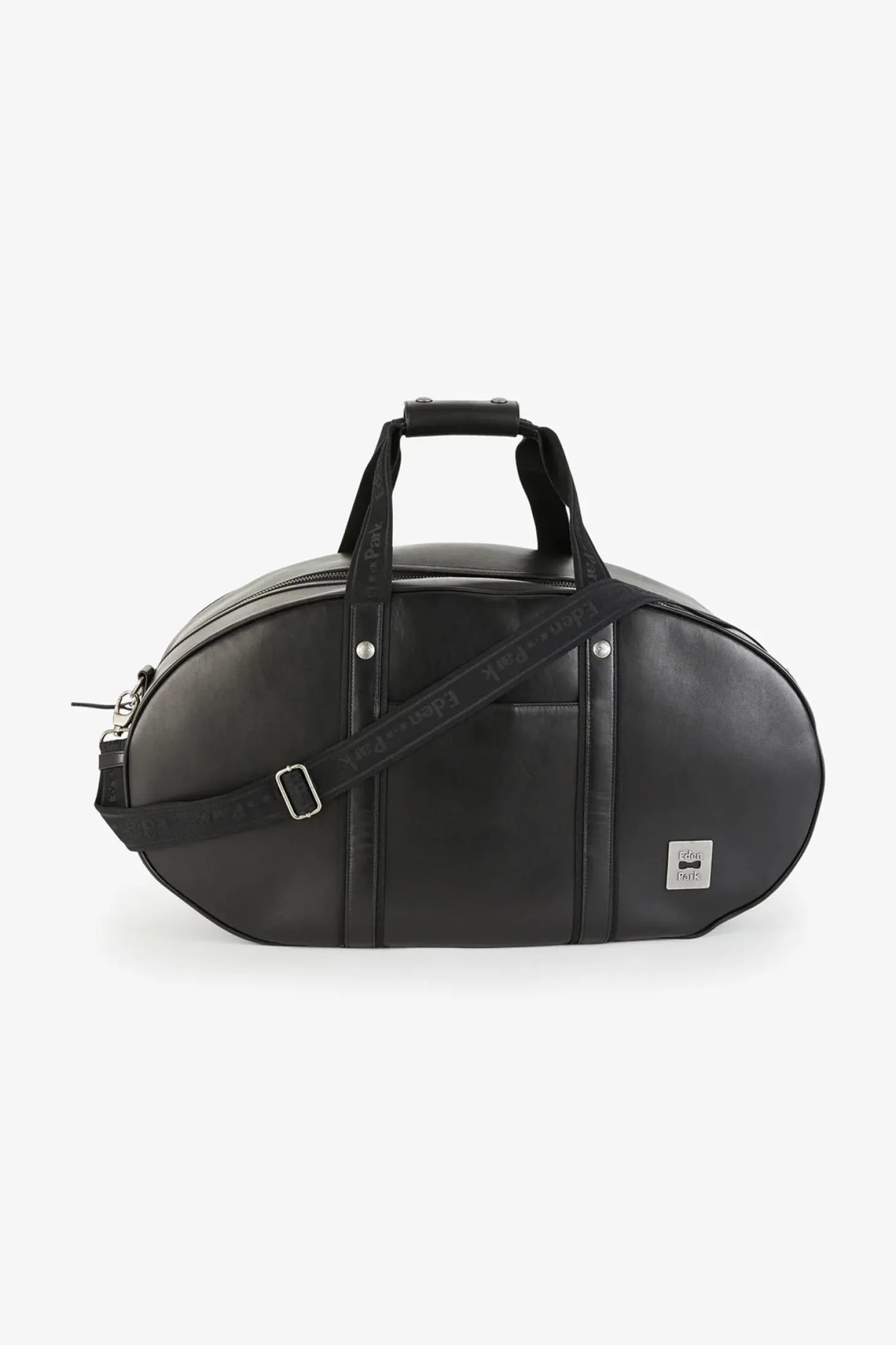 Sac de voyage ovale noir en cuir