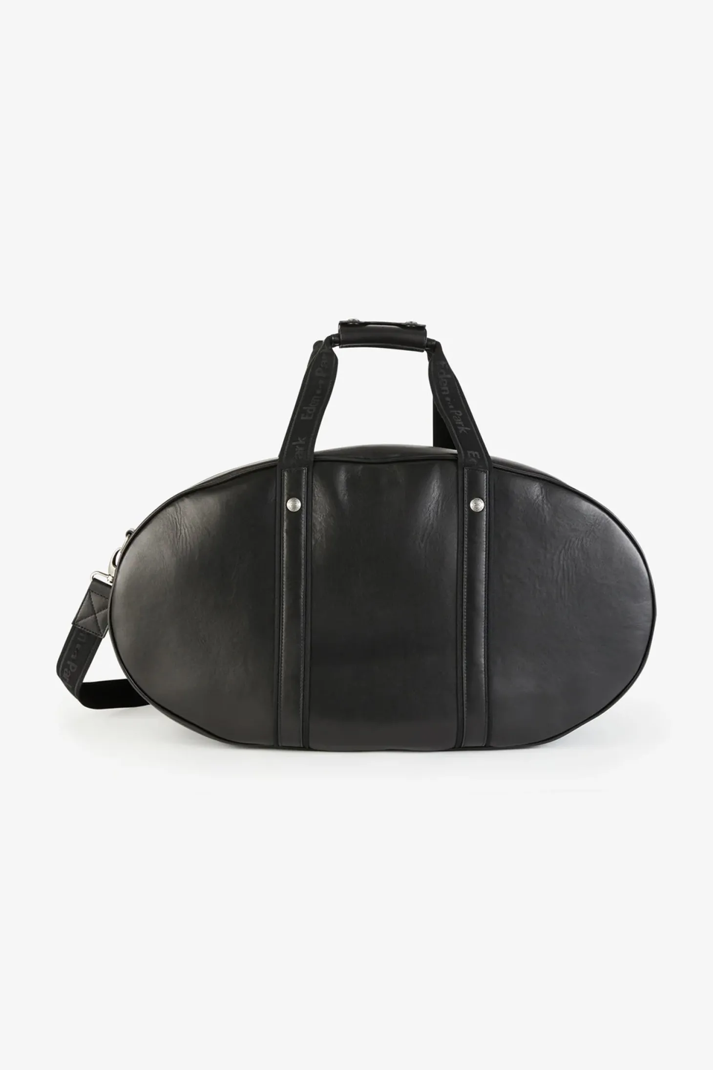 Sac de voyage ovale noir en cuir