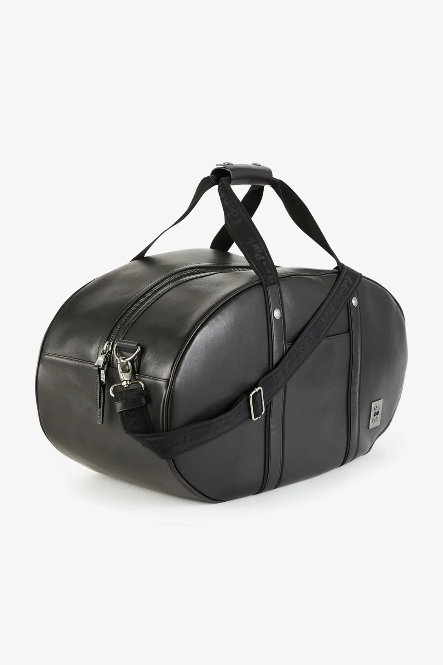 Sac de voyage ovale noir en cuir