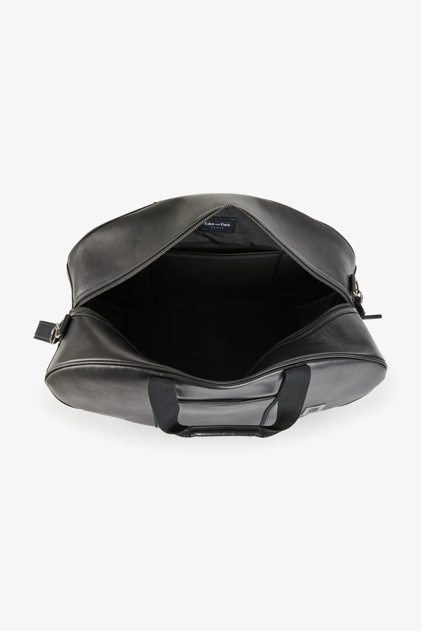 Sac de voyage ovale noir en cuir