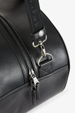 Sac de voyage ovale noir en cuir