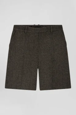 Short en laine mélangée gris coupe Regular