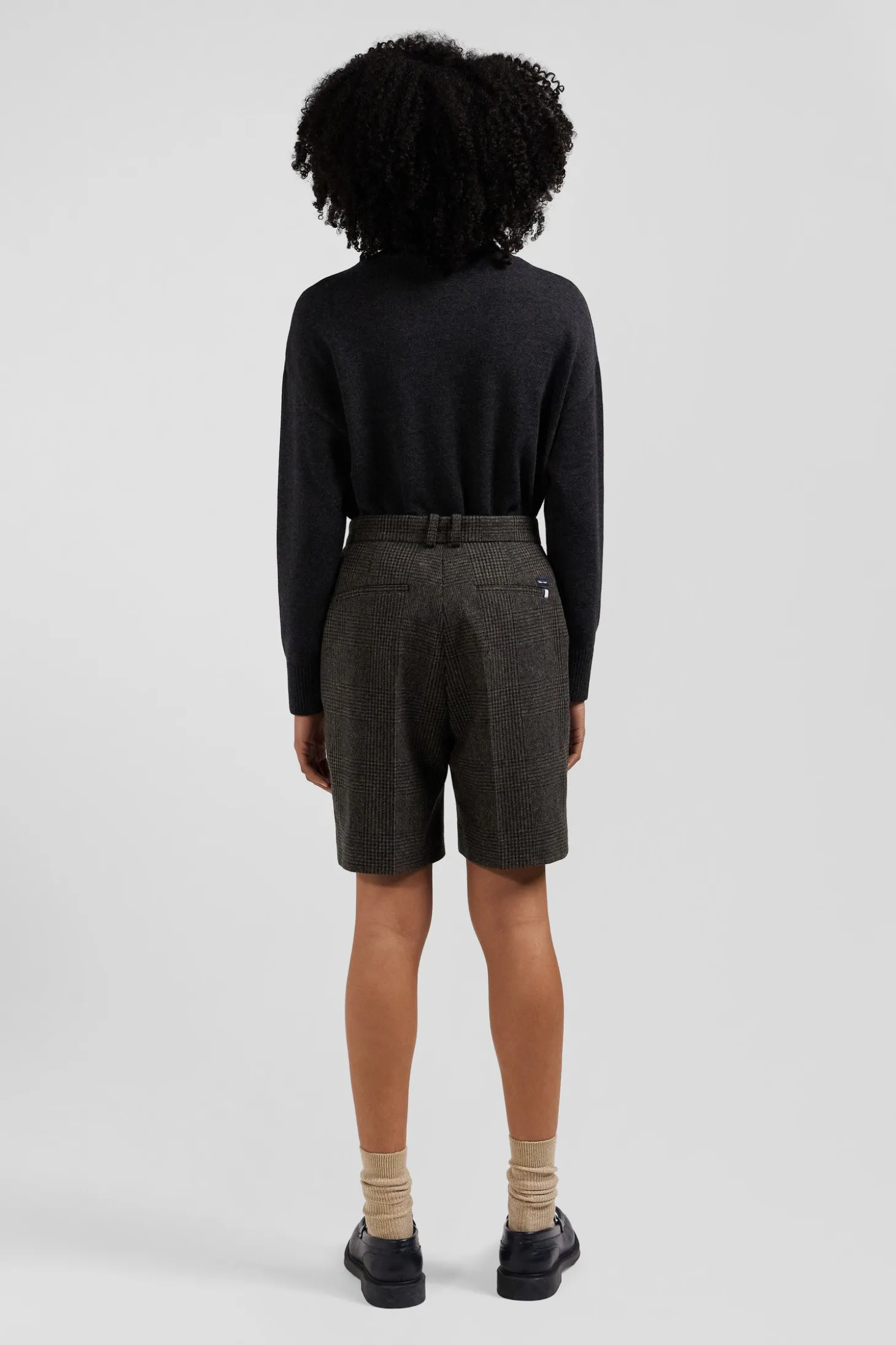 Short en laine mélangée gris coupe Regular