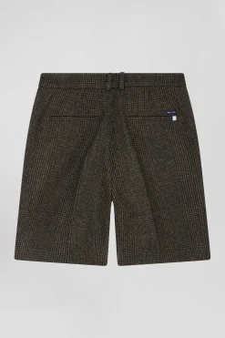 Short en laine mélangée gris coupe Regular
