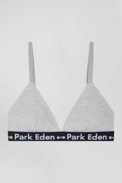 Soutien-gorge en coton stretch gris élastique siglé
