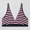 Soutien-gorge en jersey de coton stretch cerclé bleu marine et rose