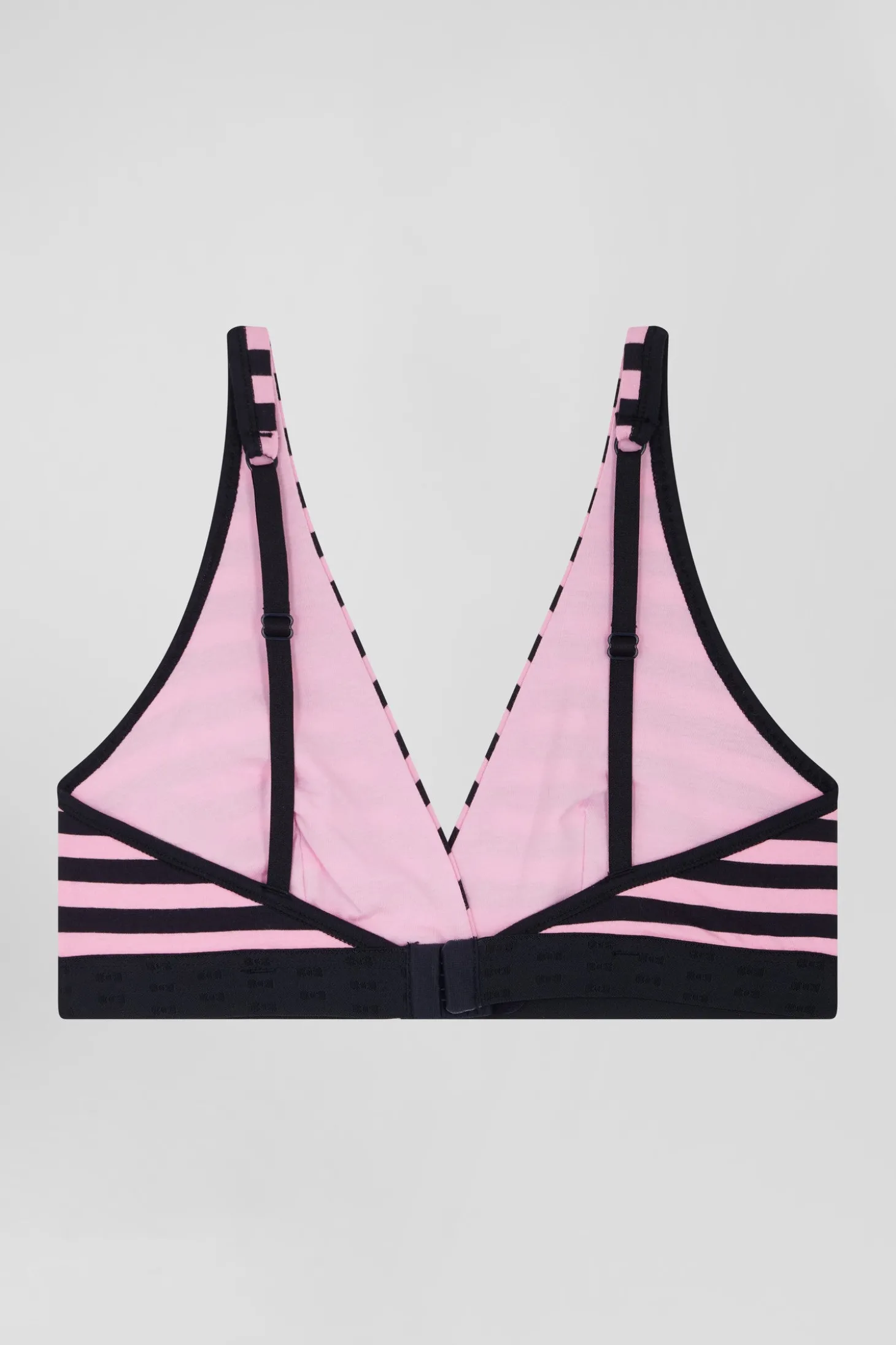 Soutien-gorge en jersey de coton stretch cerclé bleu marine et rose