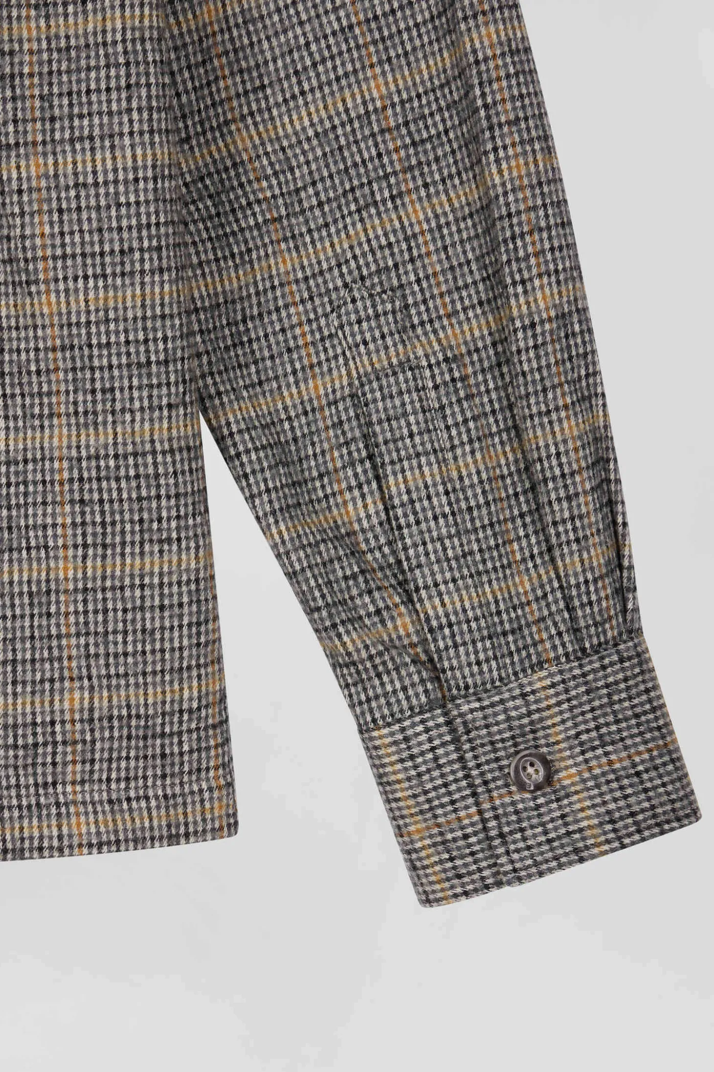 Surchemise à carreaux en laine et coton grise coupe Regular