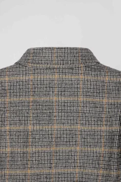 Surchemise à carreaux en laine et coton grise coupe Regular