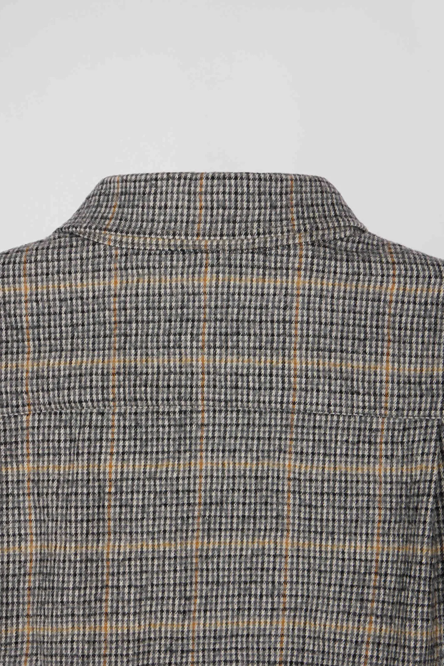 Surchemise à carreaux en laine et coton grise coupe Regular