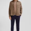 Surchemise en coton mélangé marron