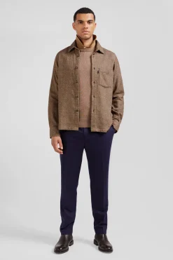 Surchemise en coton mélangé marron