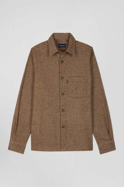 Surchemise en coton mélangé marron