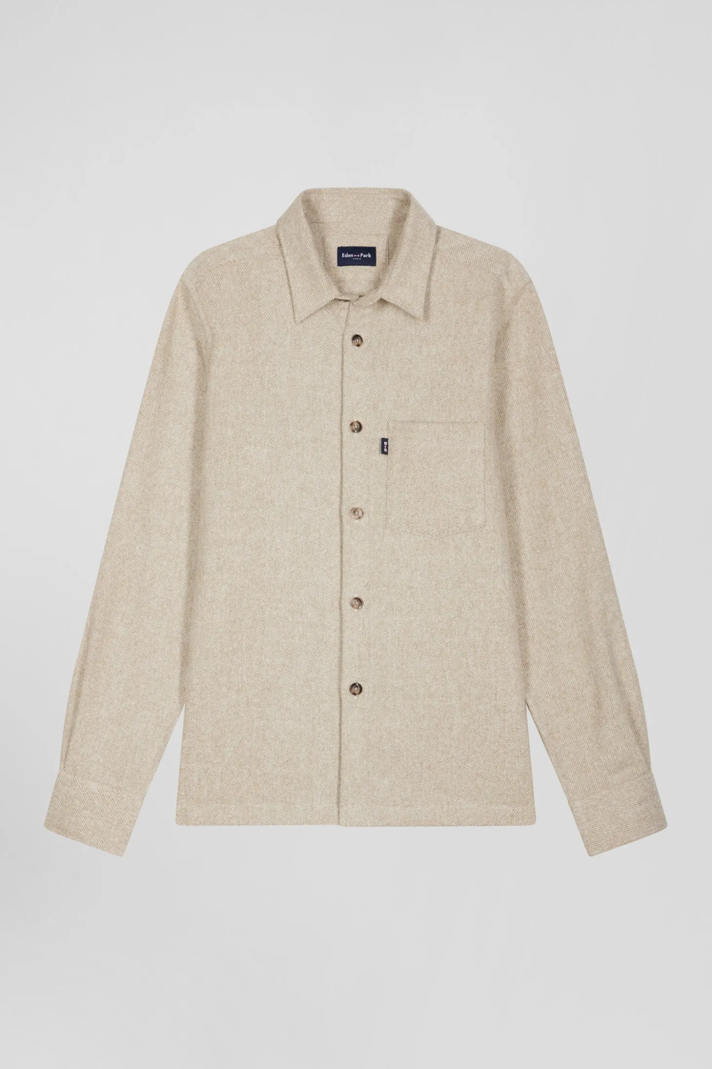 Surchemise en coton mélangé beige