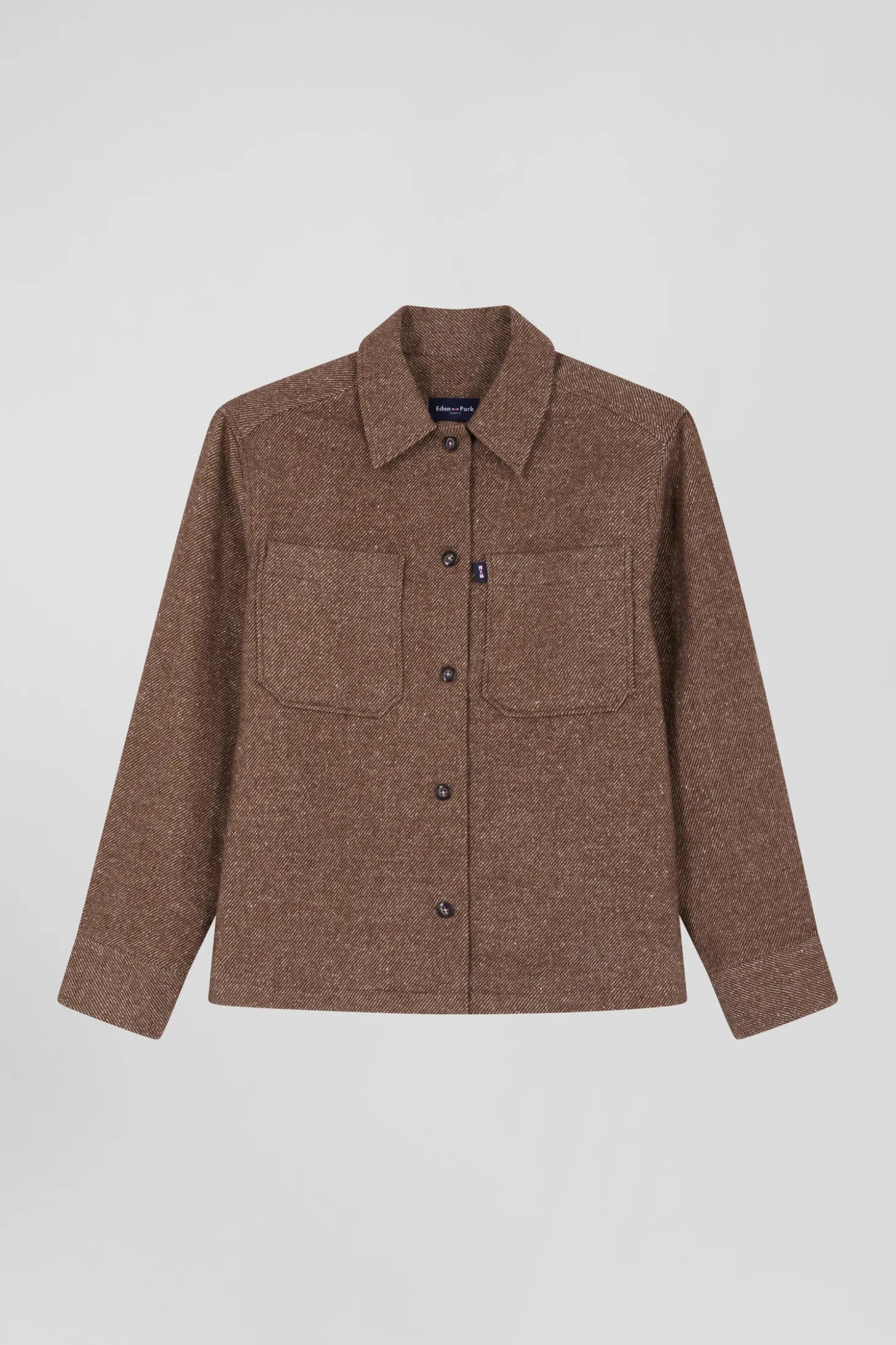 Surchemise en coton mélangé marron à poches plaquées coupe Relaxed