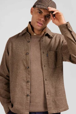 Surchemise en coton mélangé marron