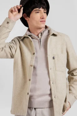 Surchemise en coton mélangé beige