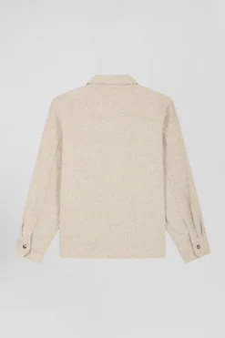Surchemise en coton mélangé beige à poches plaquées coupe Relaxed