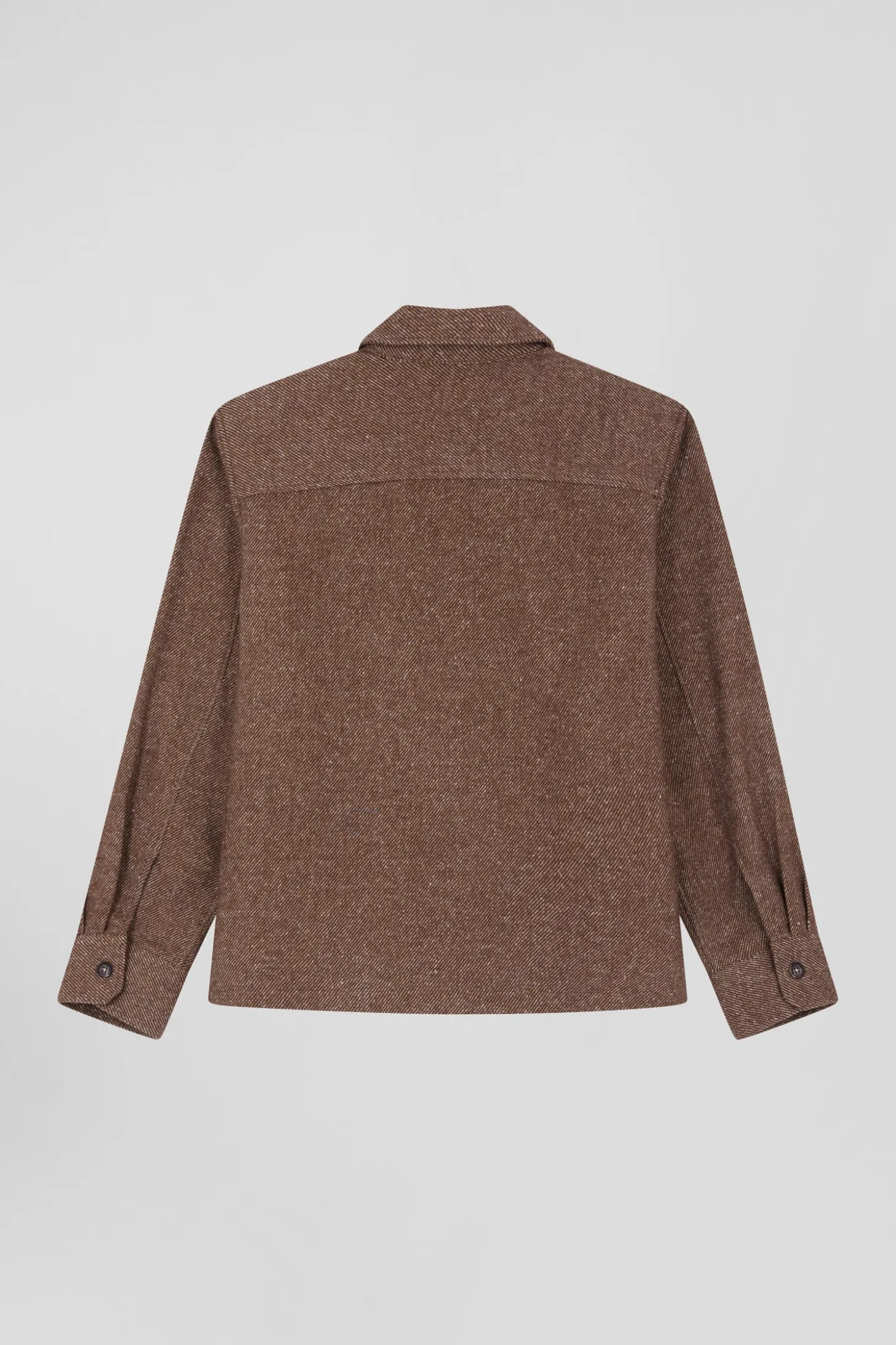 Surchemise en coton mélangé marron à poches plaquées coupe Relaxed