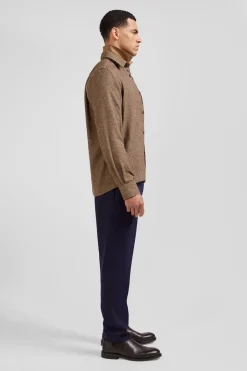 Surchemise en coton mélangé marron