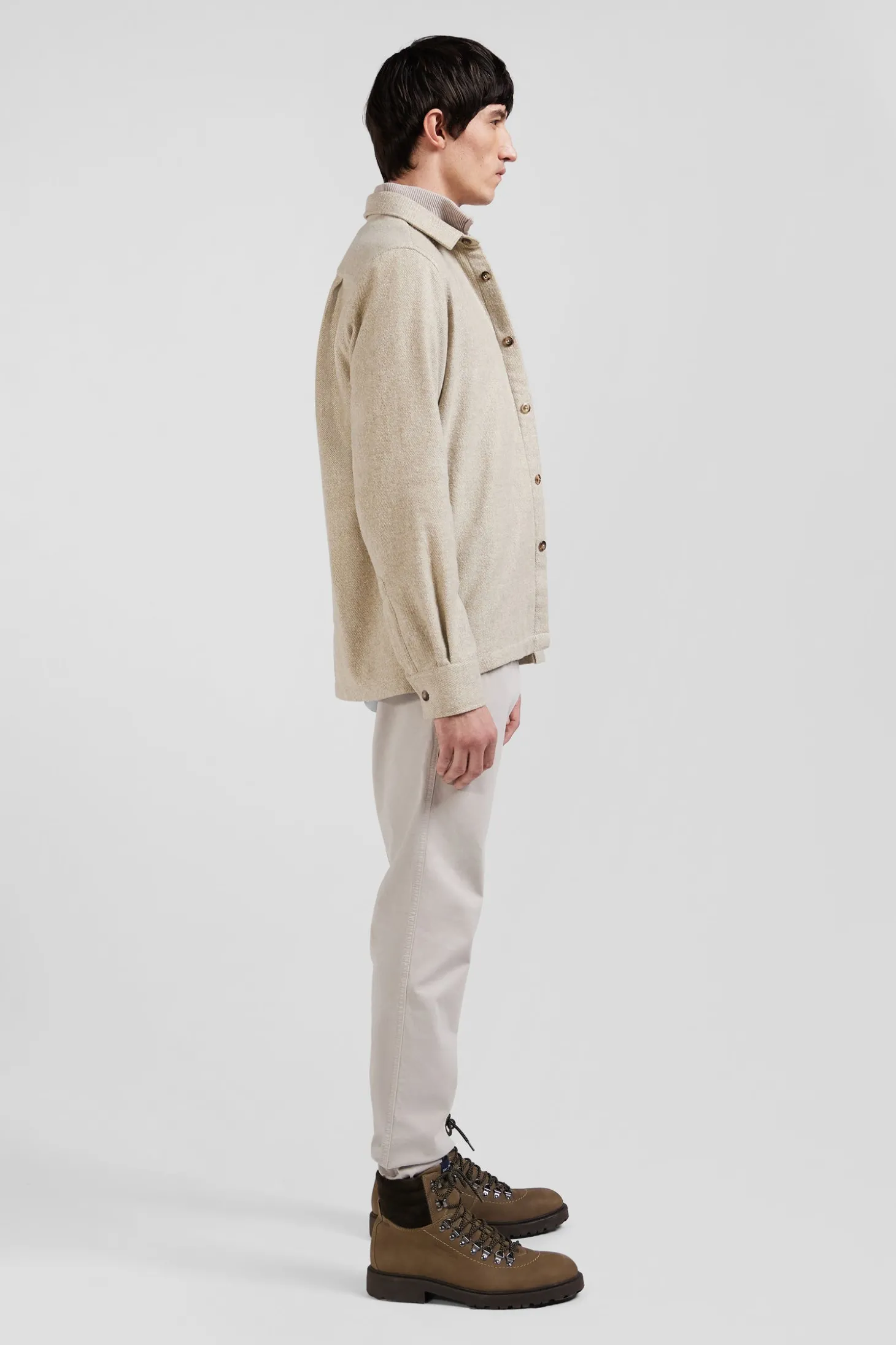Surchemise en coton mélangé beige