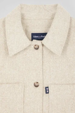 Surchemise en coton mélangé beige à poches plaquées coupe Relaxed