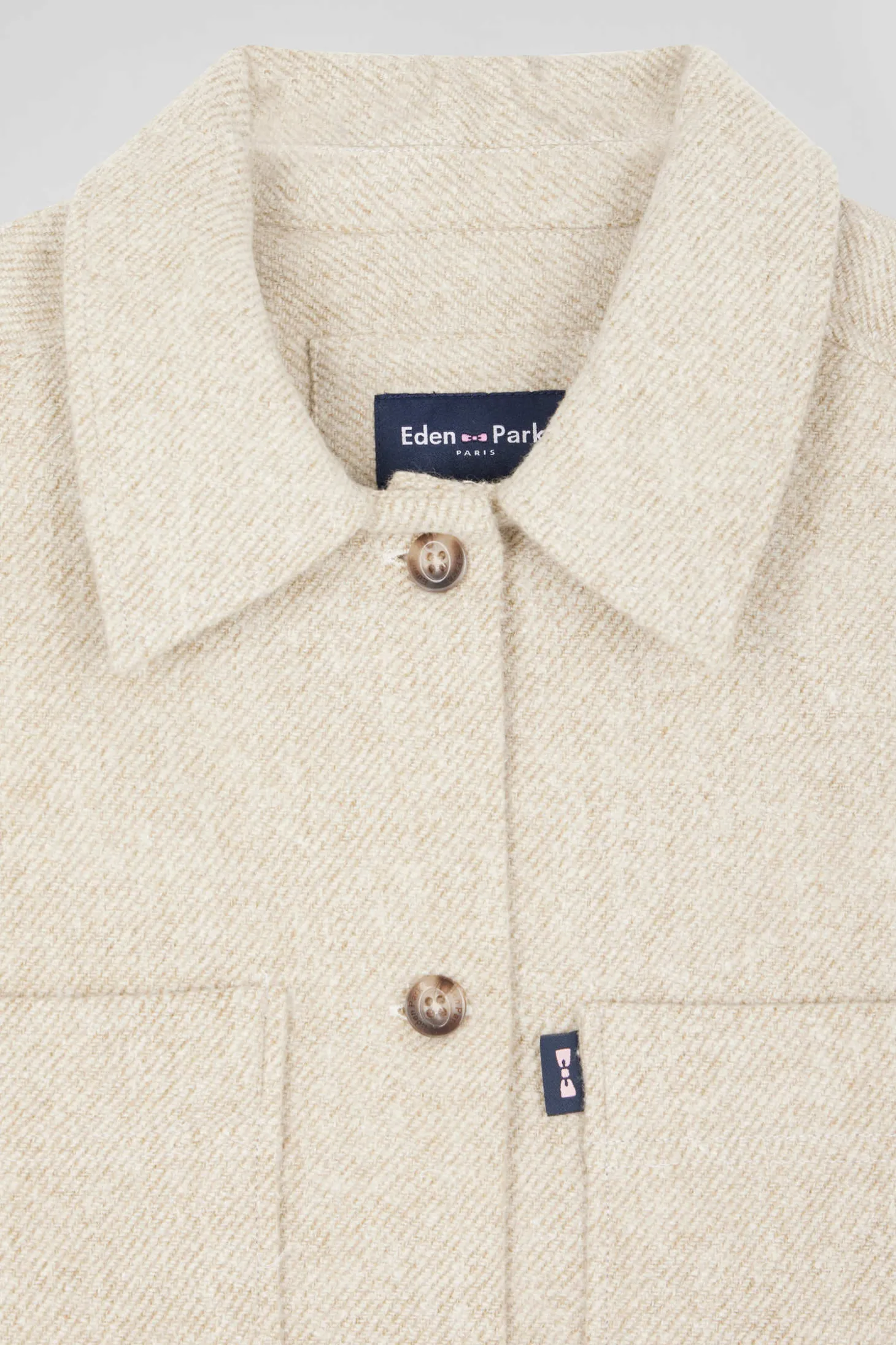 Surchemise en coton mélangé beige à poches plaquées coupe Relaxed