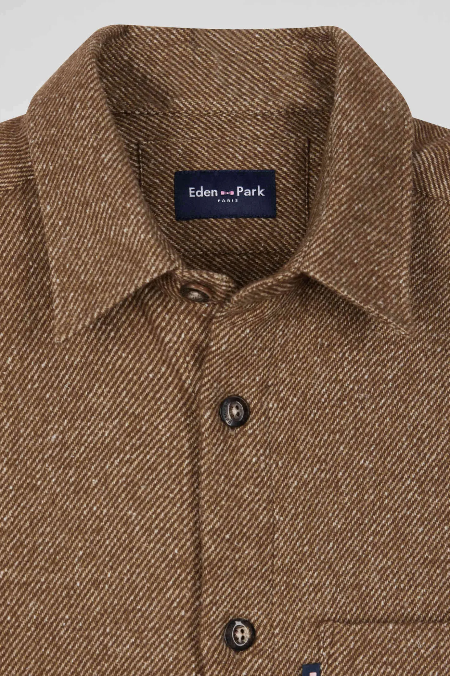 Surchemise en coton mélangé marron