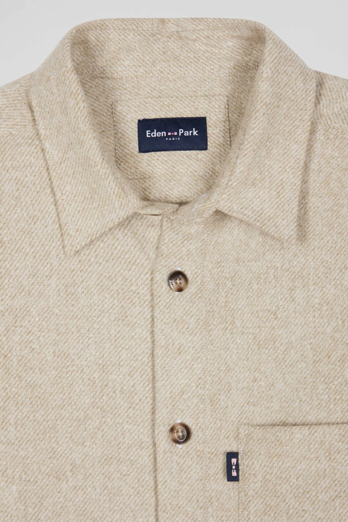 Surchemise en coton mélangé beige