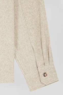 Surchemise en coton mélangé beige à poches plaquées coupe Relaxed