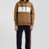 Sweatshirt à capuche colorblock en coton camel coupe Relaxed