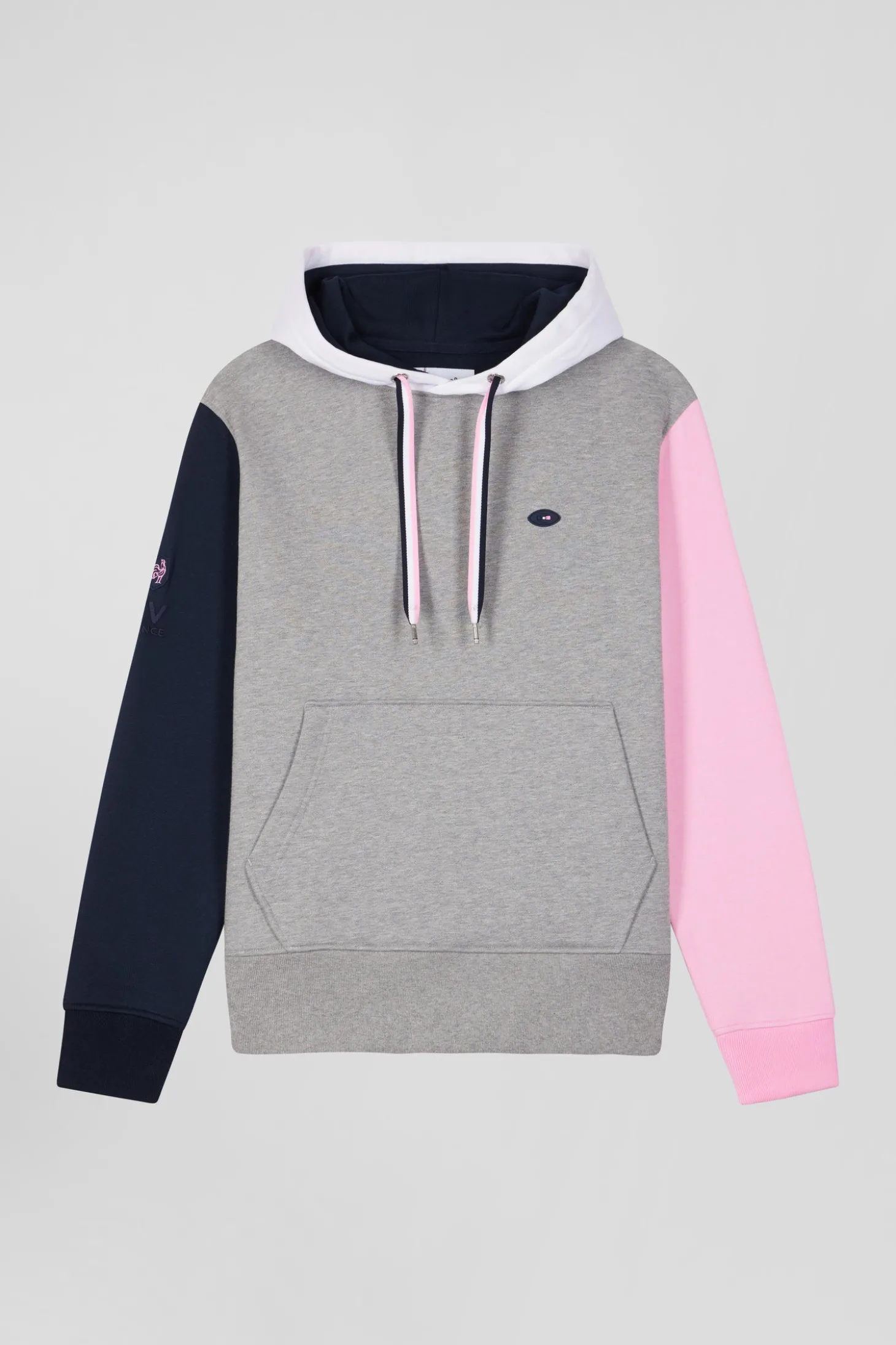 Sweatshirt à capuche colorblock en coton gris XV de France coupe Regular