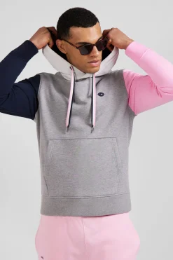 Sweatshirt à capuche colorblock en coton gris XV de France coupe Regular