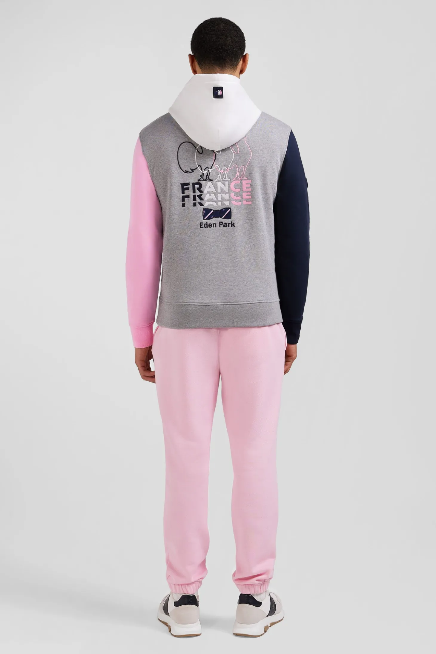 Sweatshirt à capuche colorblock en coton gris XV de France coupe Regular