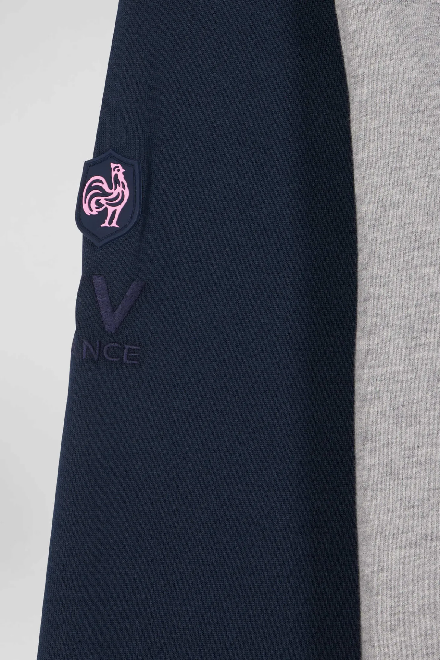 Sweatshirt à capuche colorblock en coton gris XV de France coupe Regular