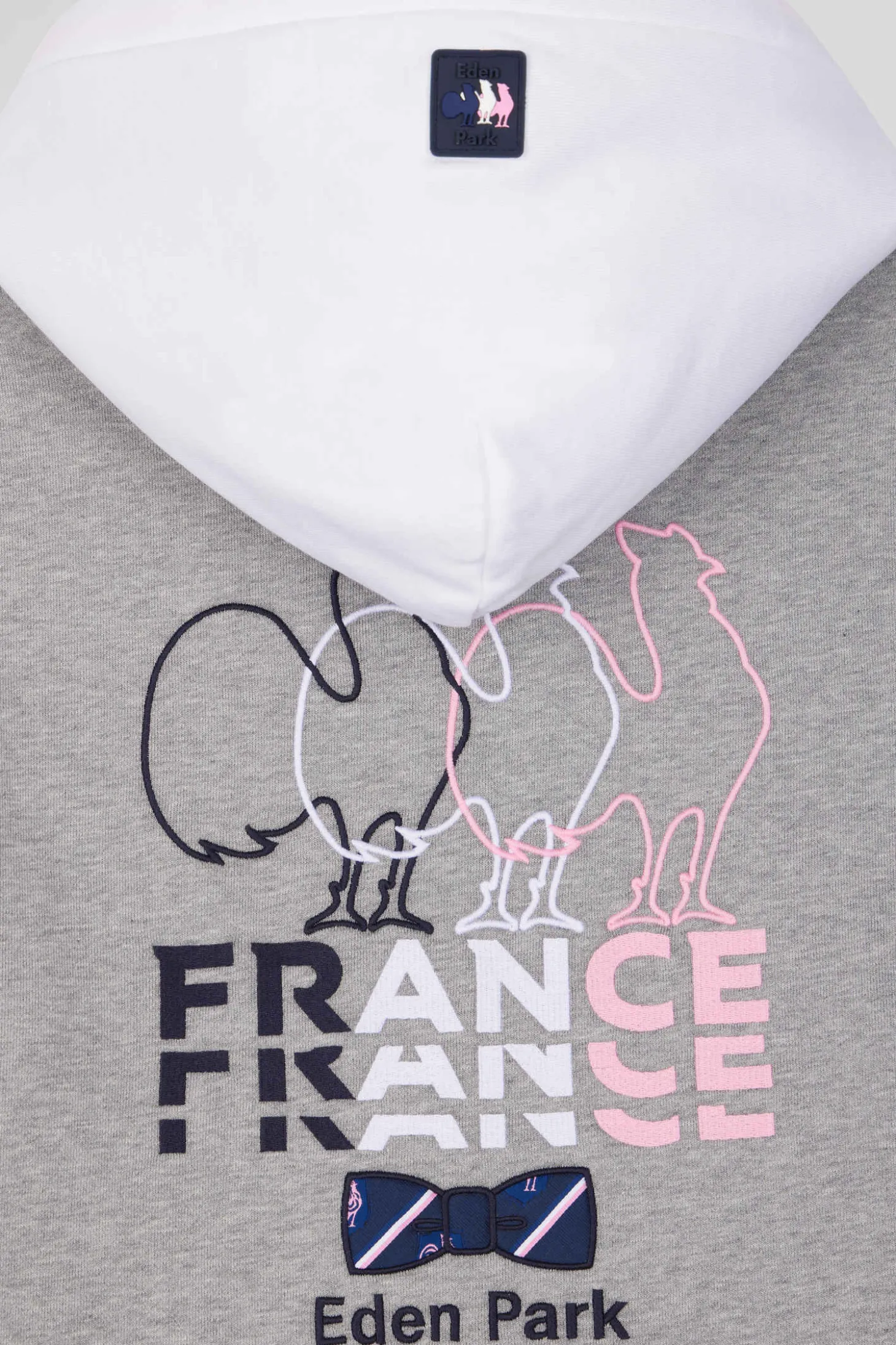 Sweatshirt à capuche colorblock en coton gris XV de France coupe Regular