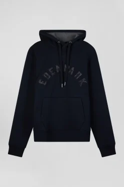Sweatshirt à capuche en coton mélangé bleu marine coupe Relaxed