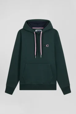 Sweatshirt à capuche en coton vert coupe Relaxed