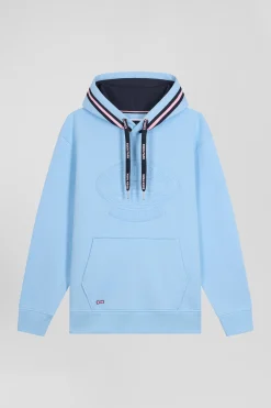 Sweatshirt à capuche en coton mélangé ciel broderie matelassée coupe Relaxed