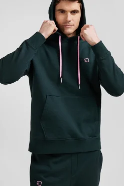 Sweatshirt à capuche en coton vert coupe Relaxed