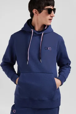 Sweatshirt à capuche en coton bleu marine coupe Relaxed