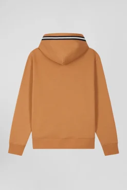 Sweatshirt à capuche en coton mélangé camel broderie matelassée coupe Relaxed