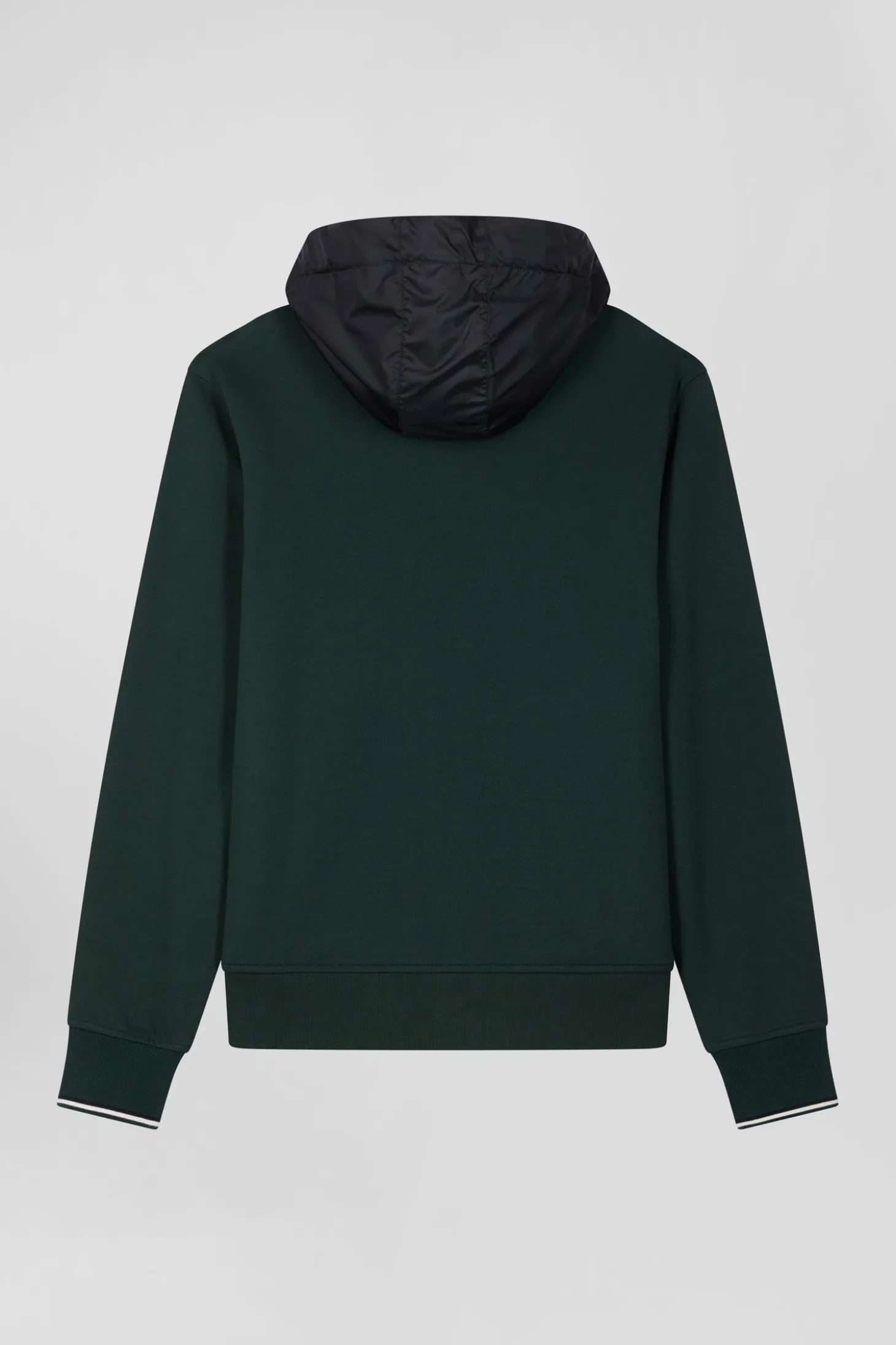 Sweatshirt à capuche en coton mélangé vert coupe Regular parmenture matelassée