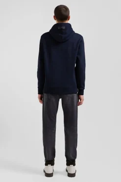 Sweatshirt à capuche en coton mélangé bleu marine coupe Relaxed