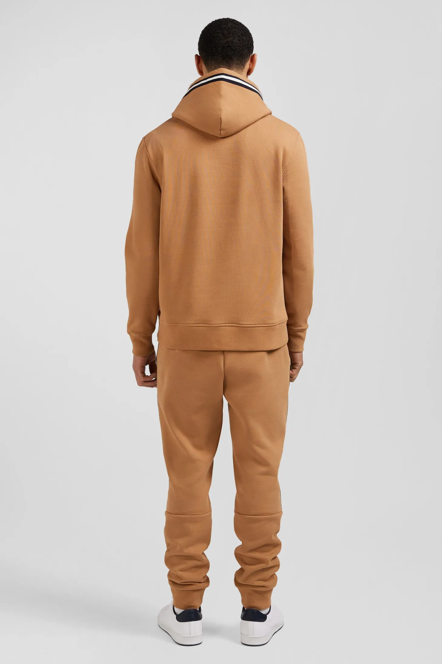 Sweatshirt à capuche en coton mélangé camel broderie matelassée coupe Relaxed