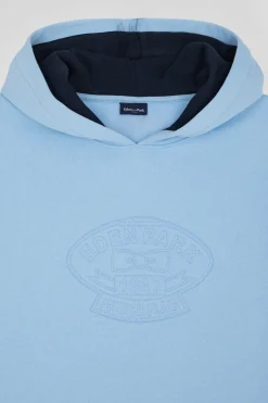 Sweatshirt à capuche en coton mélangé ciel brodé coupe Oversized