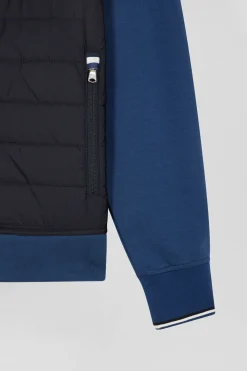 Sweatshirt à capuche en coton mélangé bleu foncé coupe Regular parmenture matelassée