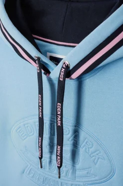 Sweatshirt à capuche en coton mélangé ciel broderie matelassée coupe Relaxed